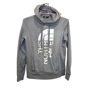 THE NORTH FACE | Women’s THE NORTH FACE Gray Blue Silver-Logo Hoodie, Size SP.